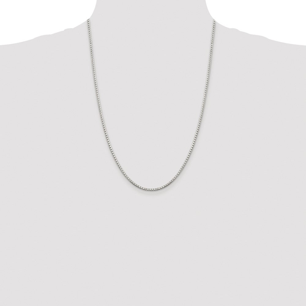 Sterling Silver Rhodium-plated 2mm 8 Sided Diamond-cut Box Chain