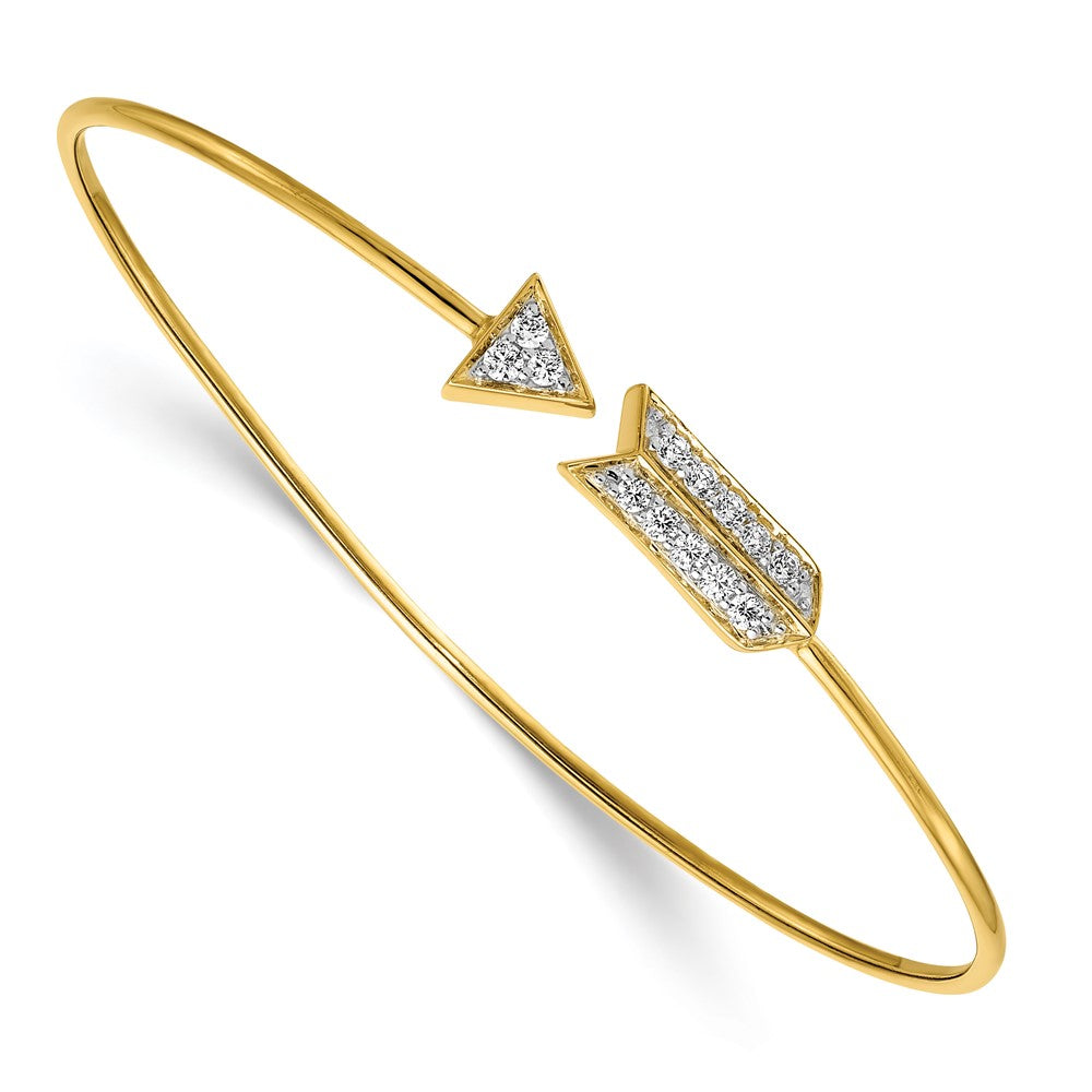 14k Diamond Arrow Flexible Bangle 7 inches