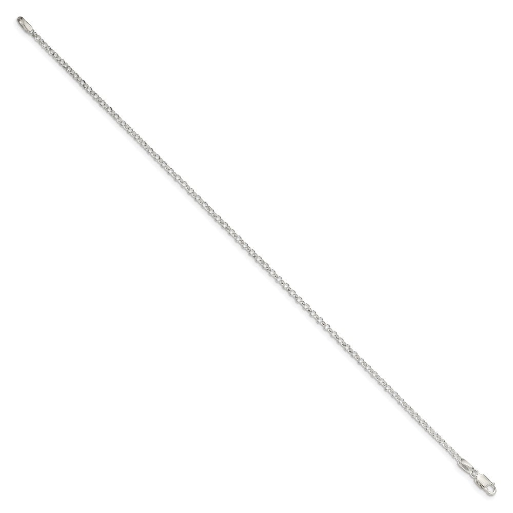 Sterling Silver 2mm Rolo Chain Anklet 10 inches