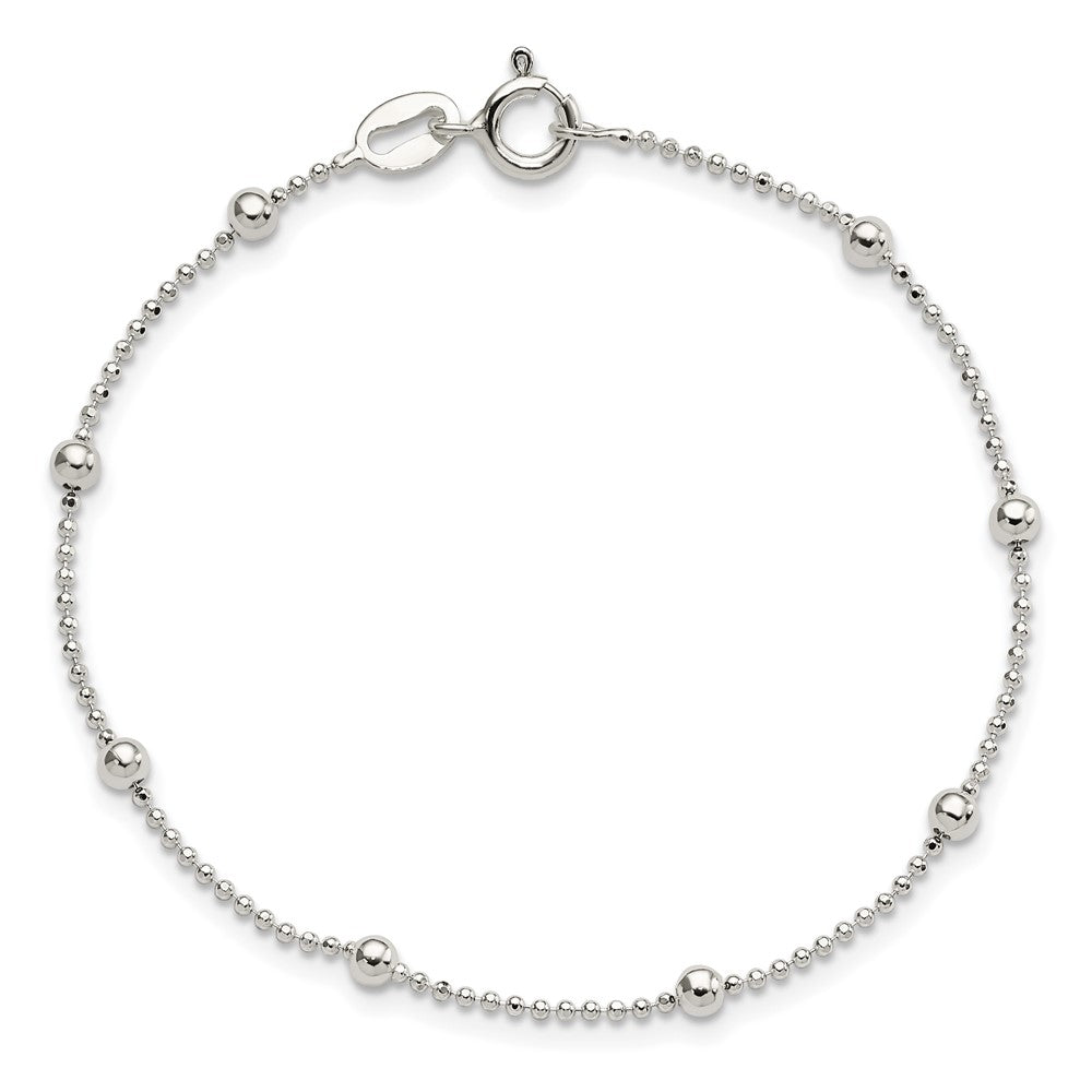 Sterling Silver Polished Beaded Bracelet 7 inches