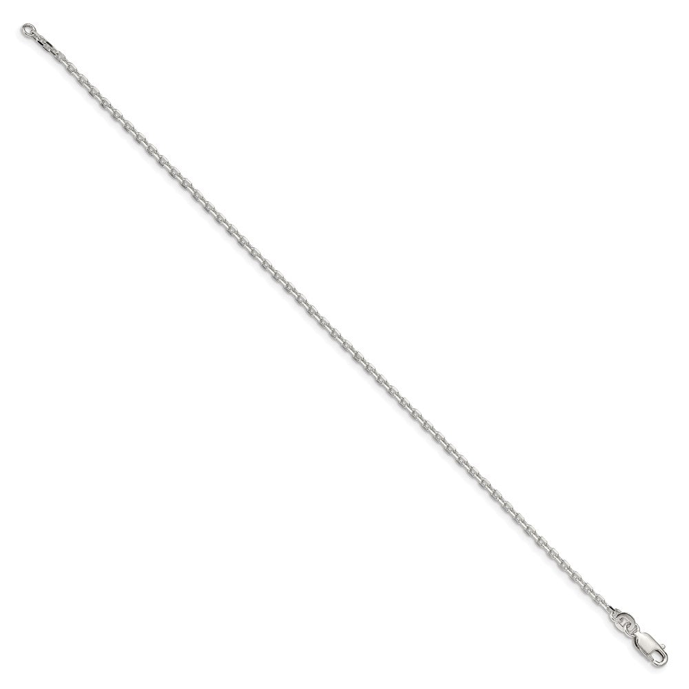 Sterling Silver 2mm Beveled Oval Cable Chain 7 inches