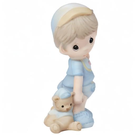 Precious Moments Hand-painted Porcelain Baby Boy Standing With Blue Diaper Figurine