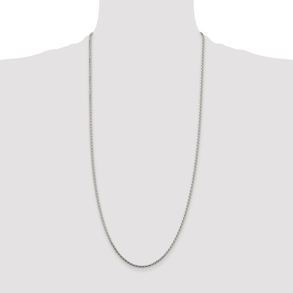 Sterling Silver Rhodium-plated 2.15mm Diamond-cut Round Spiga Chain