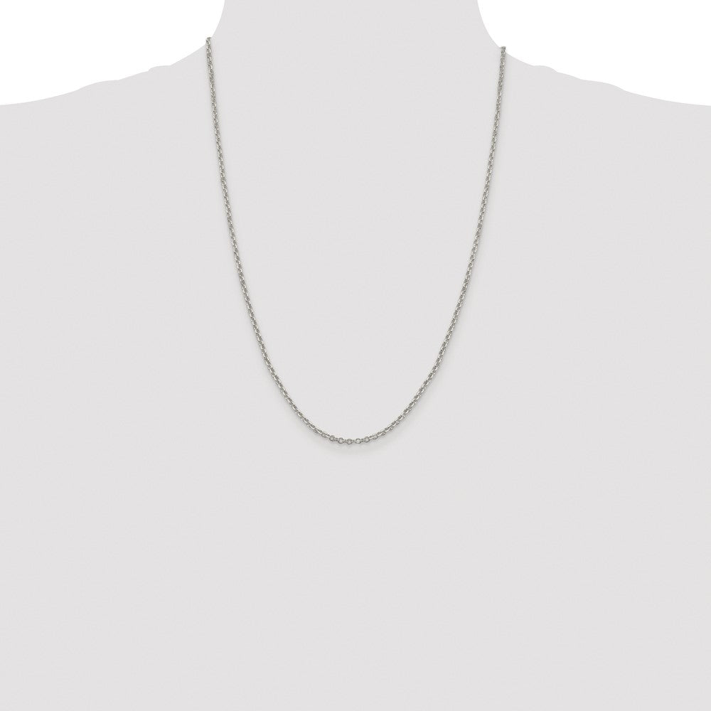 Sterling Silver Rhodium-plated 2.6mm Diamond-cut Cable Chain