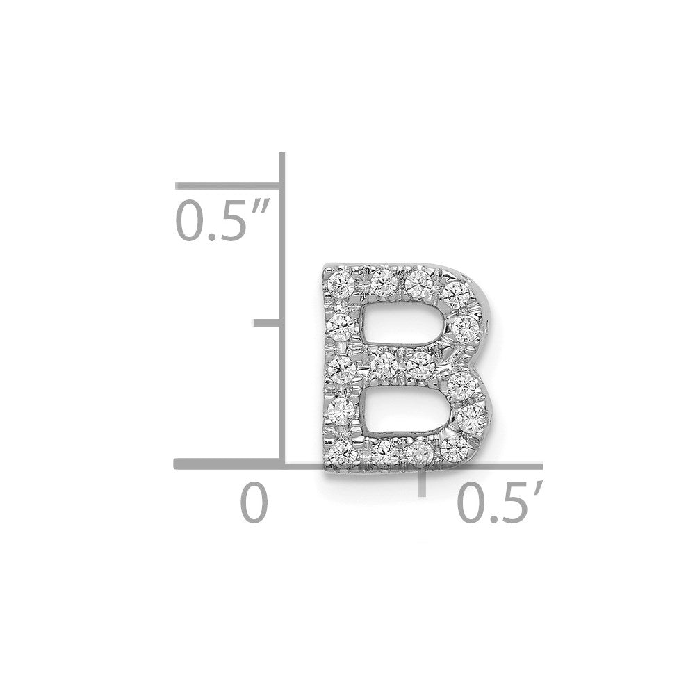 14K White Gold Diamond Letter B Initial Charm