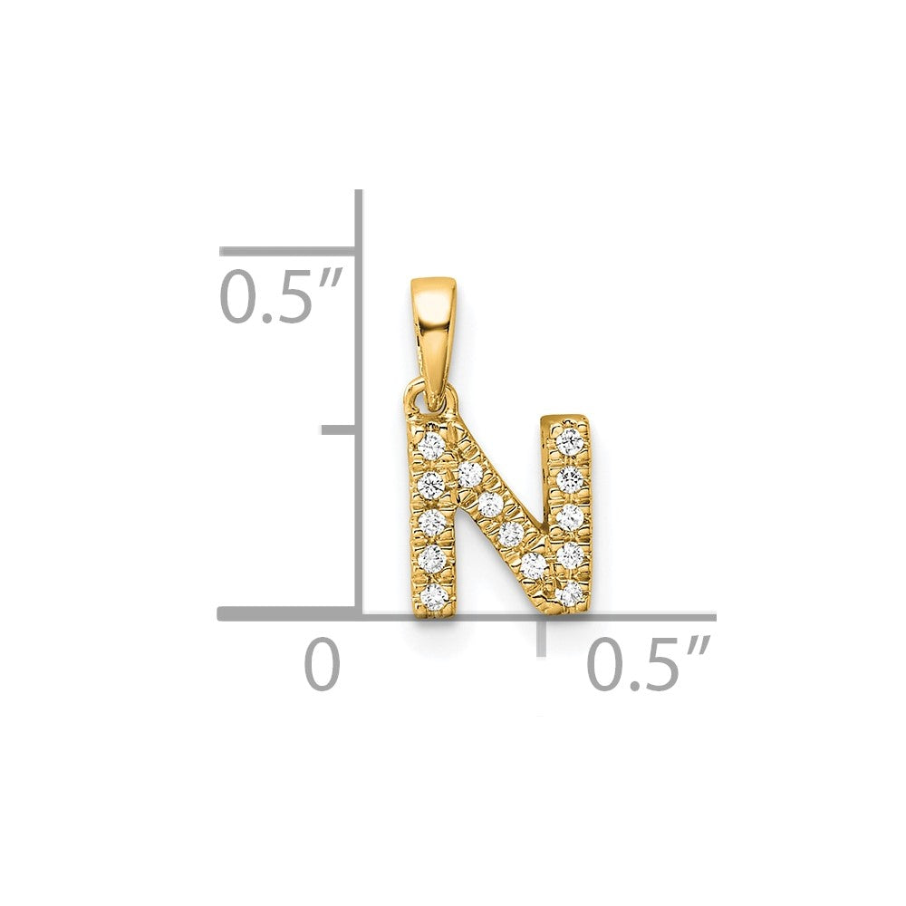 14K Diamond Letter N Initial with Bail Pendant