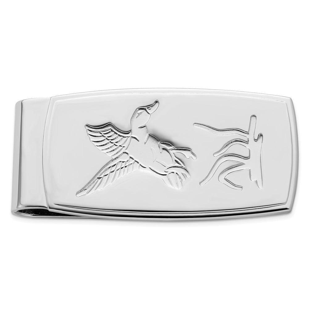 Rhodium-plated Kelly Waters Flying Duck Hinged Money Clip QGP3846