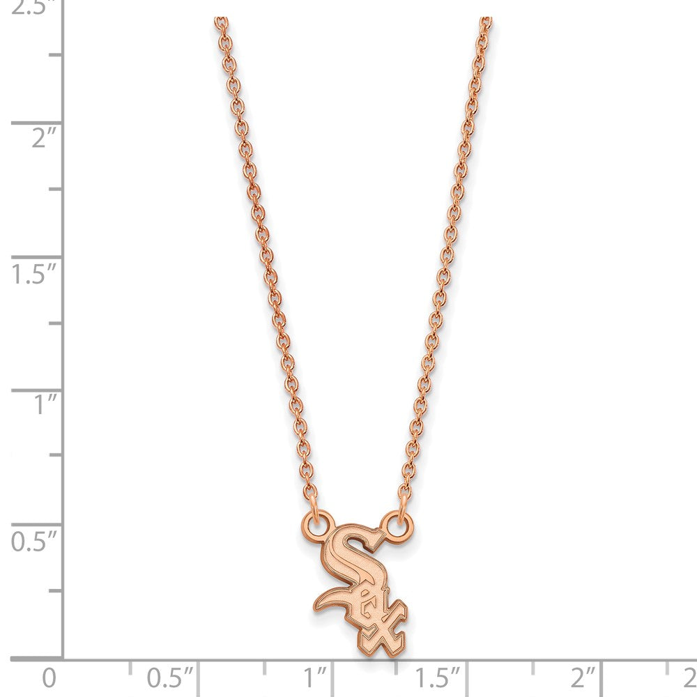 Sterling Silver Rose Gold-plated MLB LogoArt Chicago White Sox Small Pendan