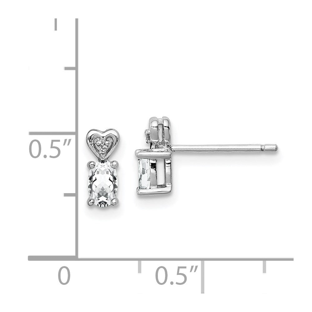 Sterling Silver Rhodium-plated White Topaz & Diam. Earrings