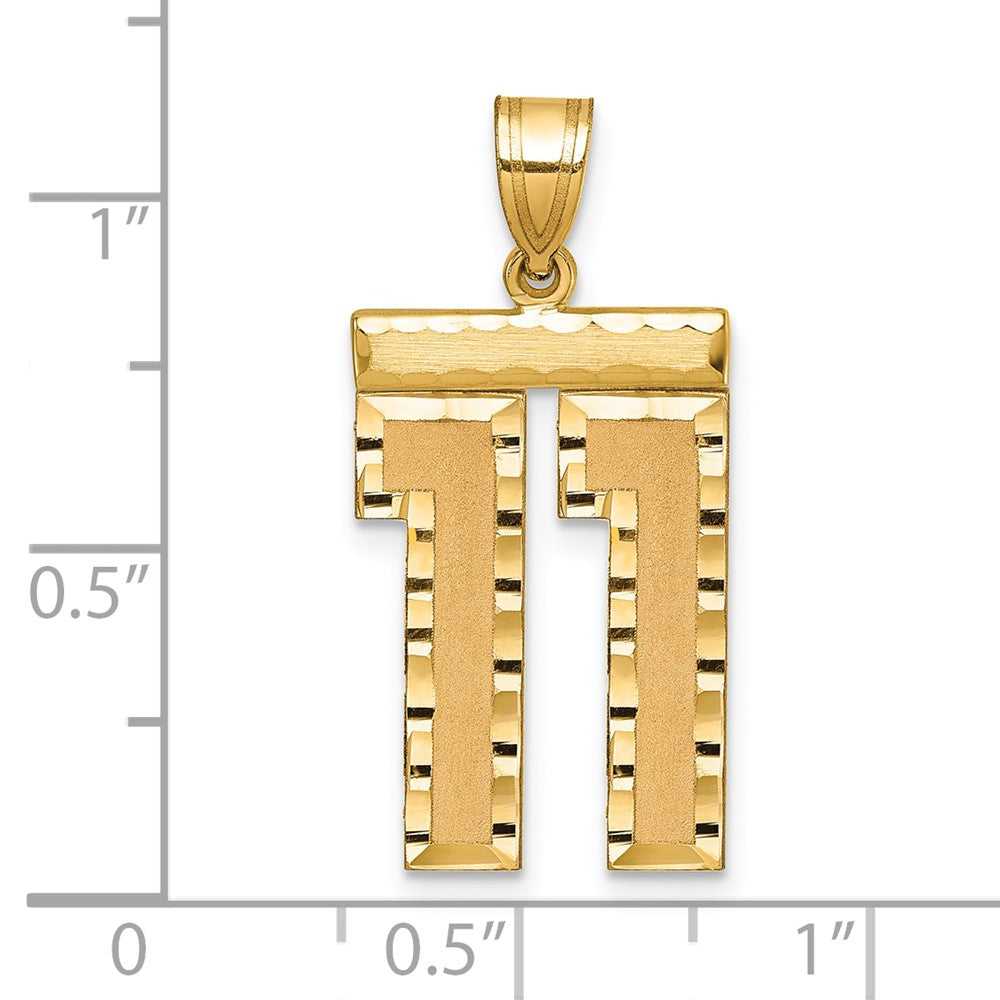 14k Large Brushed Diamond-cut Number 11 Charm