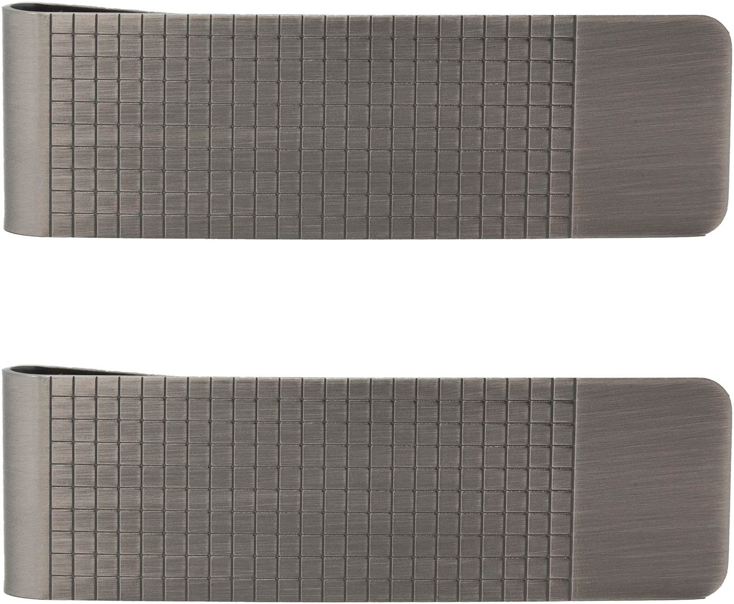 Set of 2 Chrome-Plated Slim Stainless Steel Money Clips in Antique Silver (Pebble Grain)