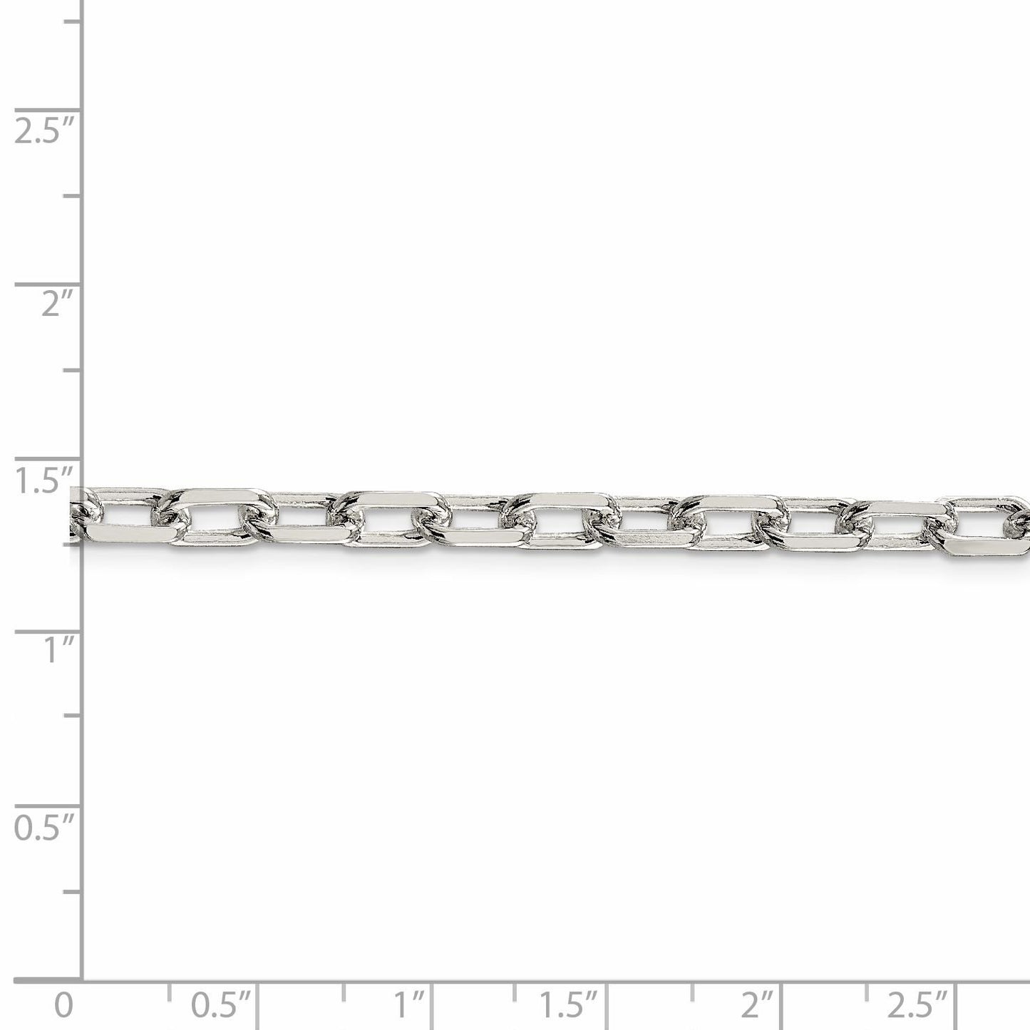 Sterling Silver 5.75mm Diamond-cut Long Link Cable Chain 18 Inches