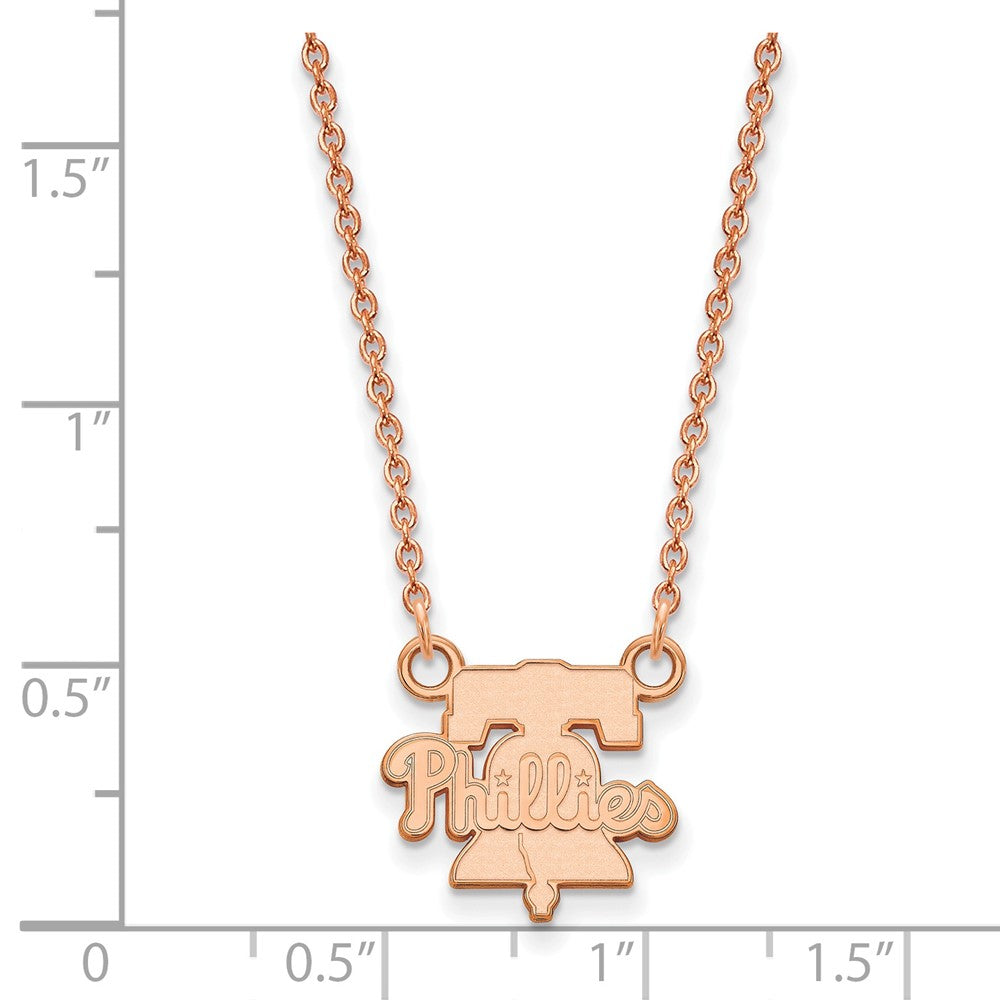 Sterling Silver Rose Gold-plated MLB LogoArt Philadelphia Phillies Small Pe