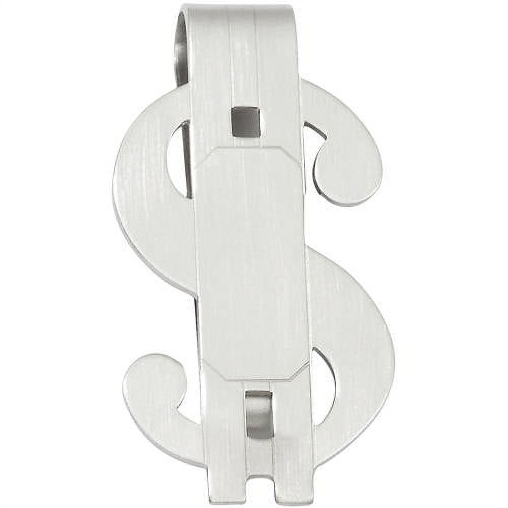 Primal Rhodium-plated Kelly Waters Satin Finish Dollar Sign Money Clip