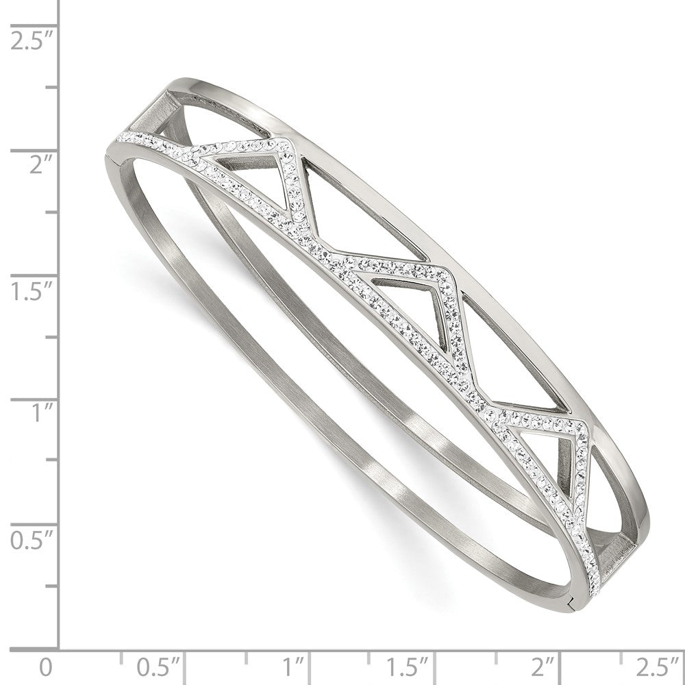 Stainless Steel Polished w/Preciosa Crystal 10mm Hinged Bangle