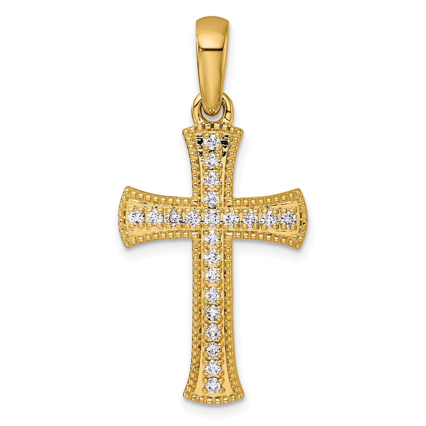 14k Yellow Gold 3/8 CT Diamond Francy Cross Pendant