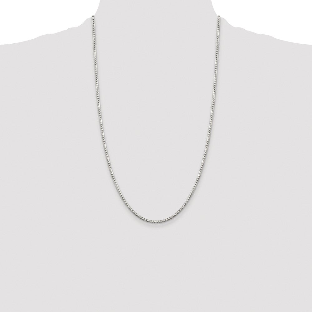 Sterling Silver Rhodium-plated 2mm 8 Sided Diamond-cut Box Chain