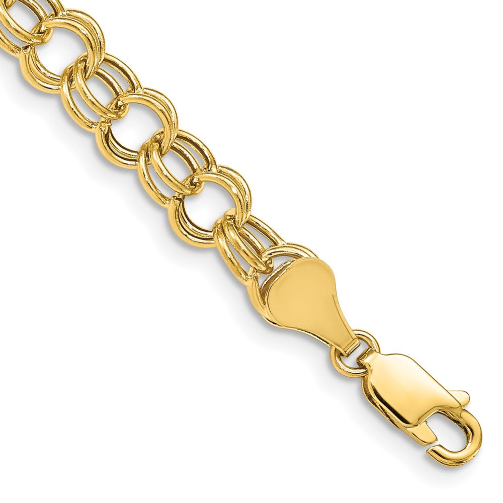 14k Hollow Double Link Charm Bracelet 8 inches