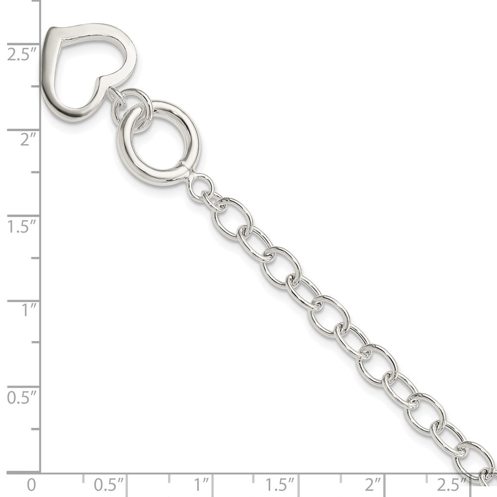 Sterling Silver Open Link Heart Bracelet 8.5 inches