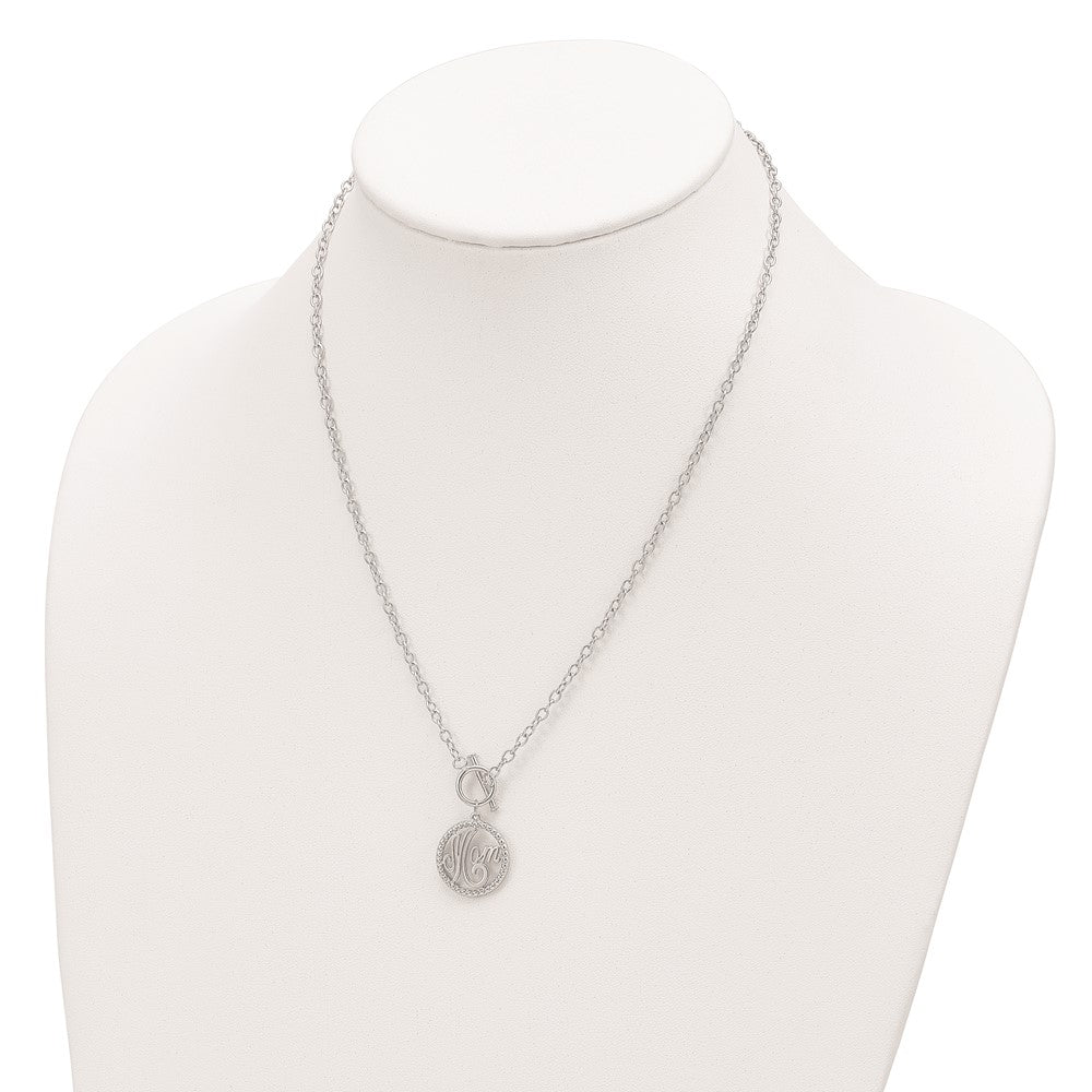Sterling Silver Rhodium-plated Polished Mom Necklace