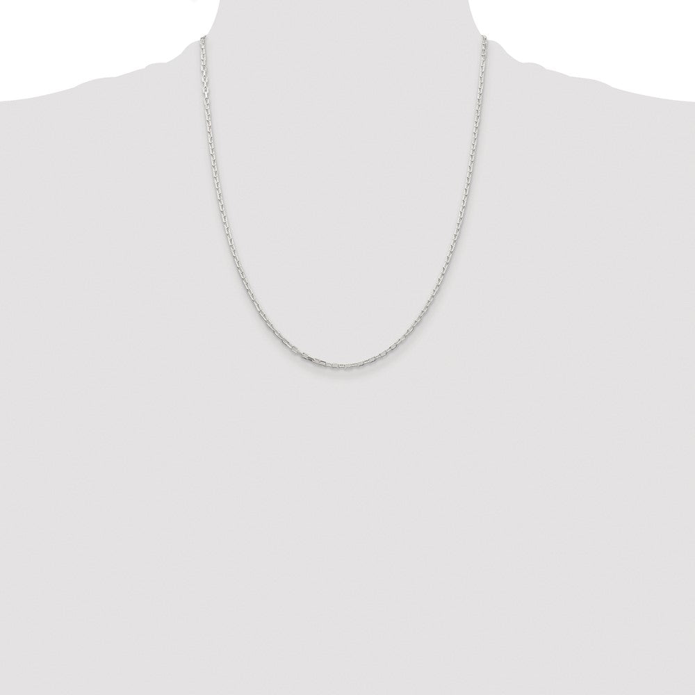 Sterling Silver Rhodium-plated 2.2mm Diamond-cut Long Link Cable Chain