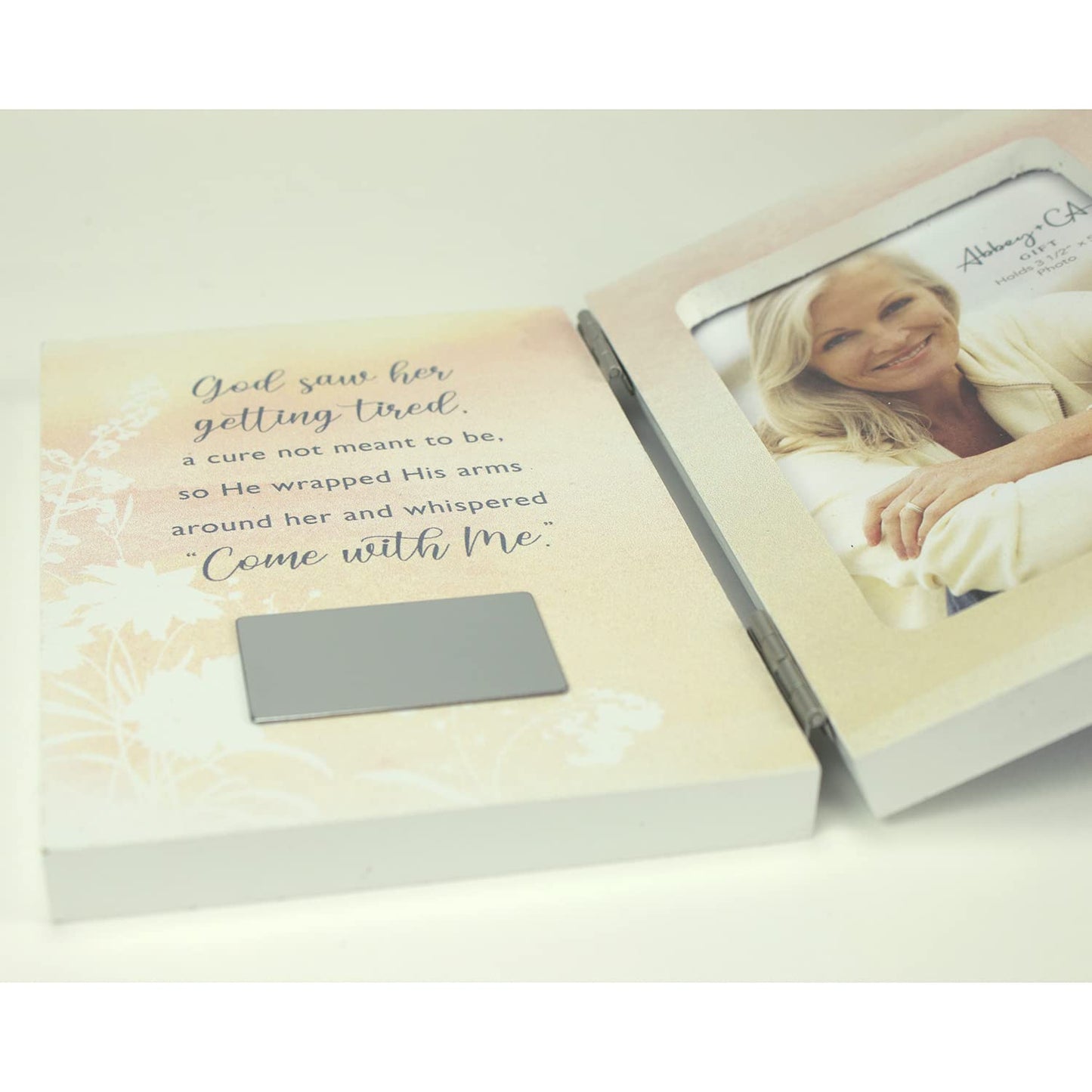 For Her Memorial Poem Hinged Wooden 3.5x5 Photo Frame with 1.75x1 Engraving Plate