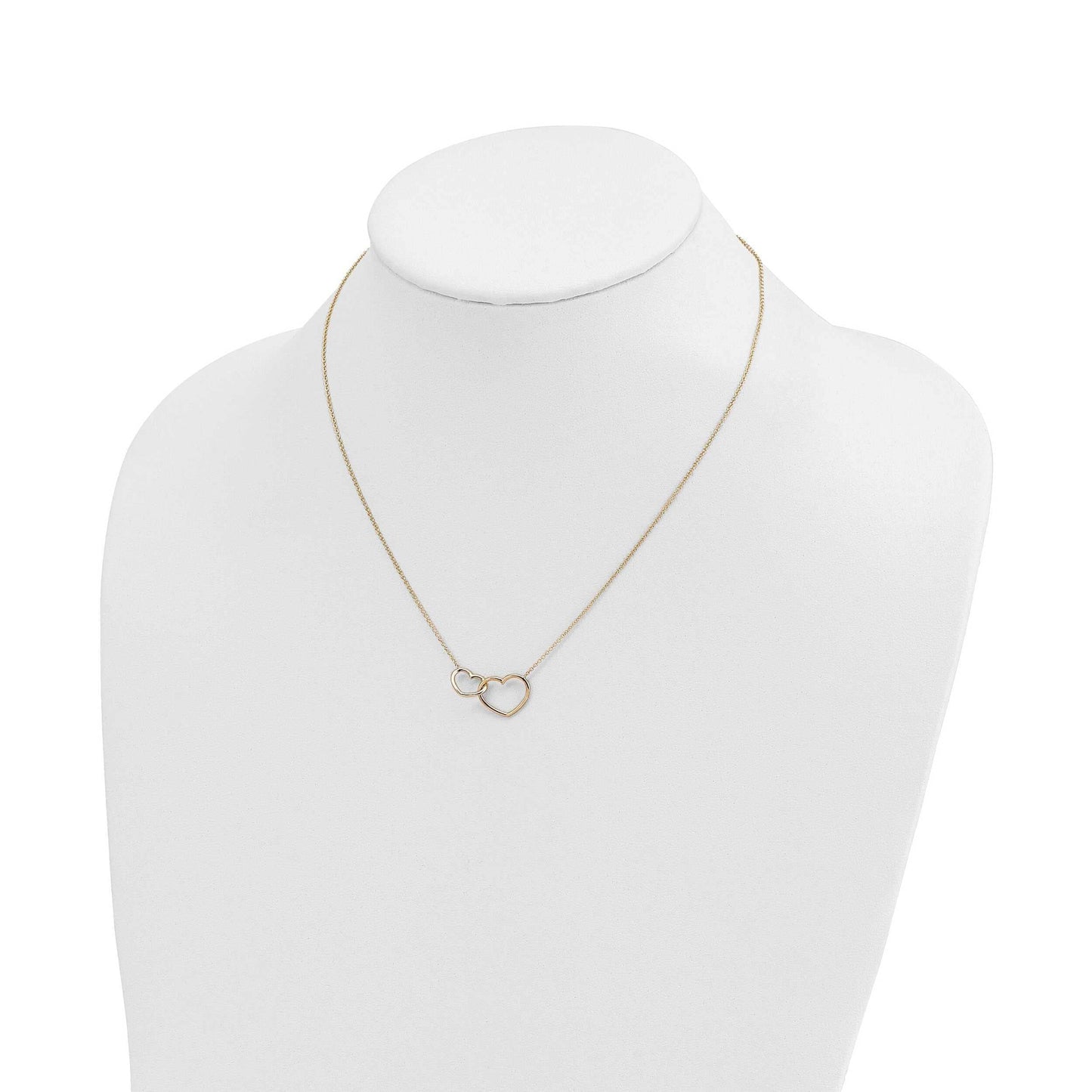 14K Polished Double Heart Necklace