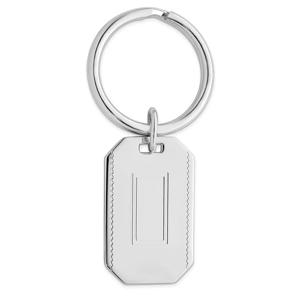 Rhodium-plated Kelly Waters with Engraveable Area Key Ring QGP3813