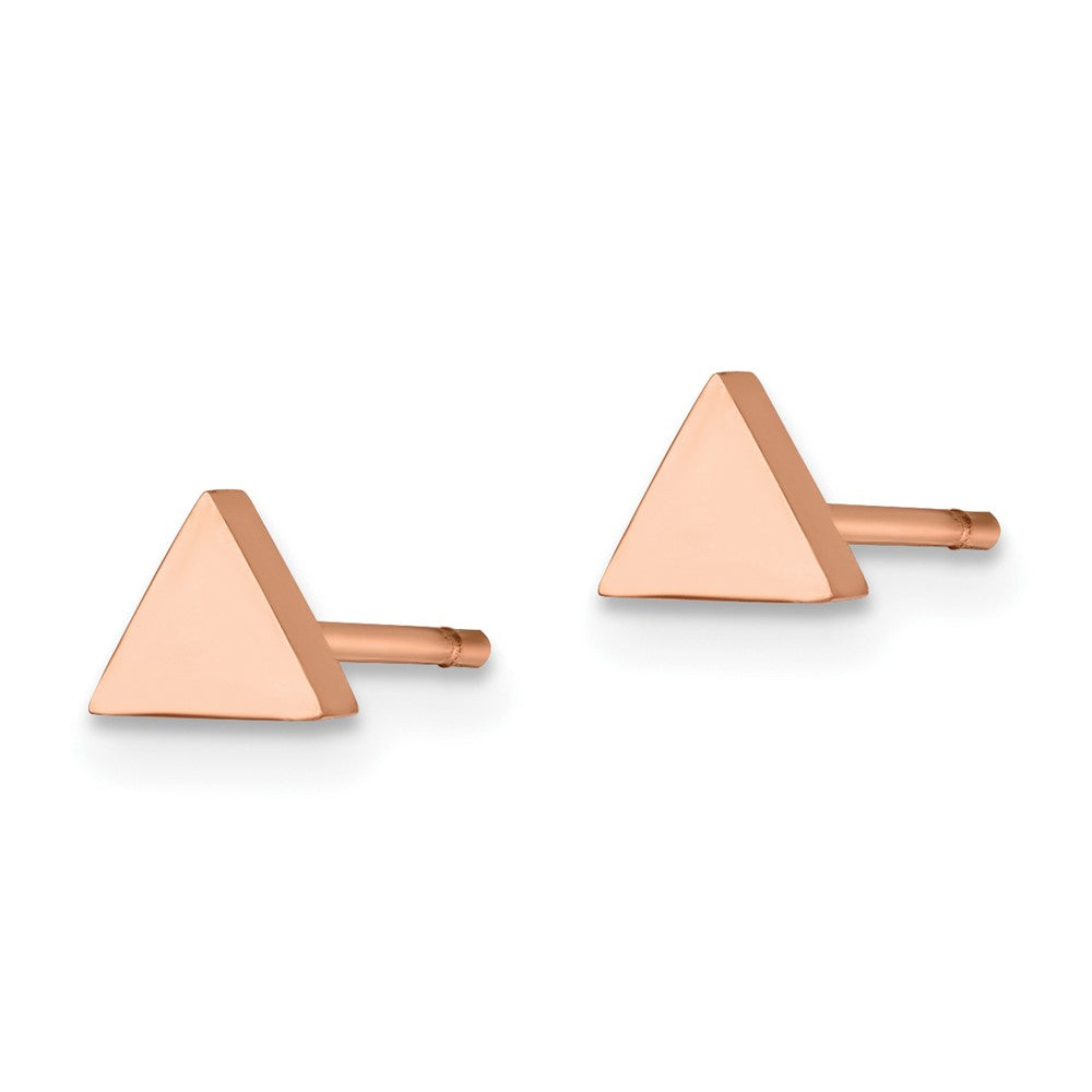 Stainless Steel Polished Rose IP-plated Triangle Post Earrings