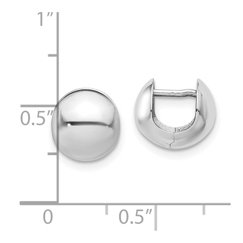 14K White Gold Polished Round Huggie Earrings