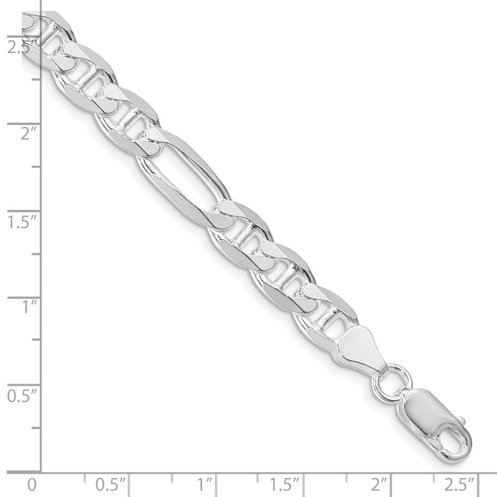 Sterling Silver Rhodium-plated 7.5mm Figaro Anchor Chain 8 inches