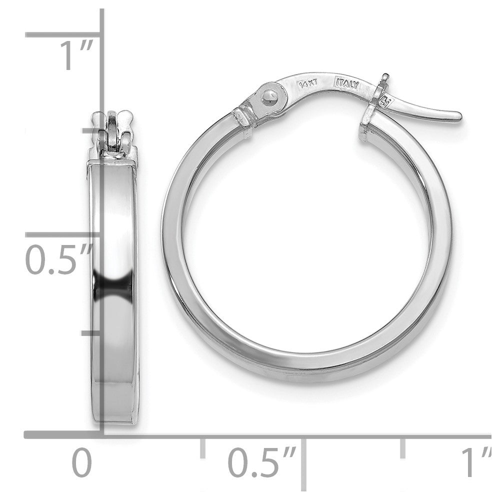 14K White Gold Polished Hoop Earrings