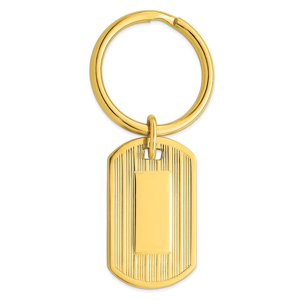 Gold-plated Kelly Waters Etched Lines Key Ring with Engravable Area QGL8721