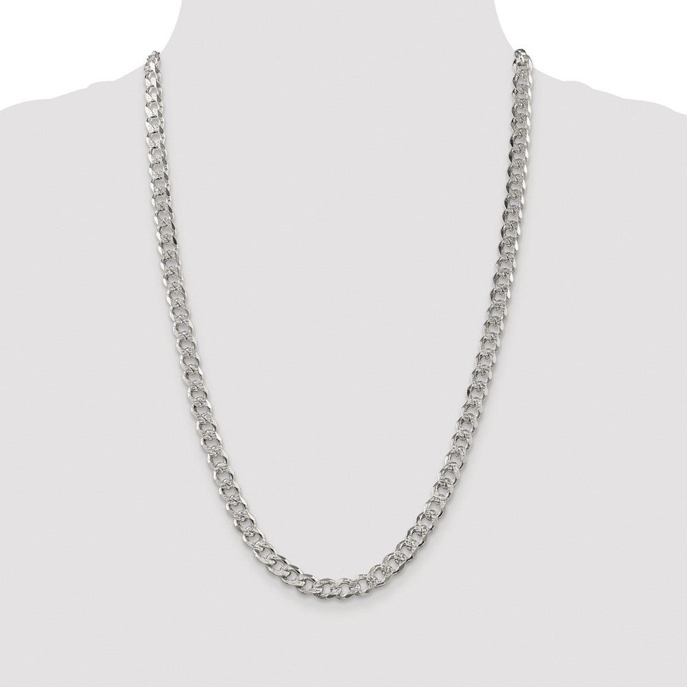 Sterling Silver Rhodium-plated 7.5mm Pav‚ Curb Chain