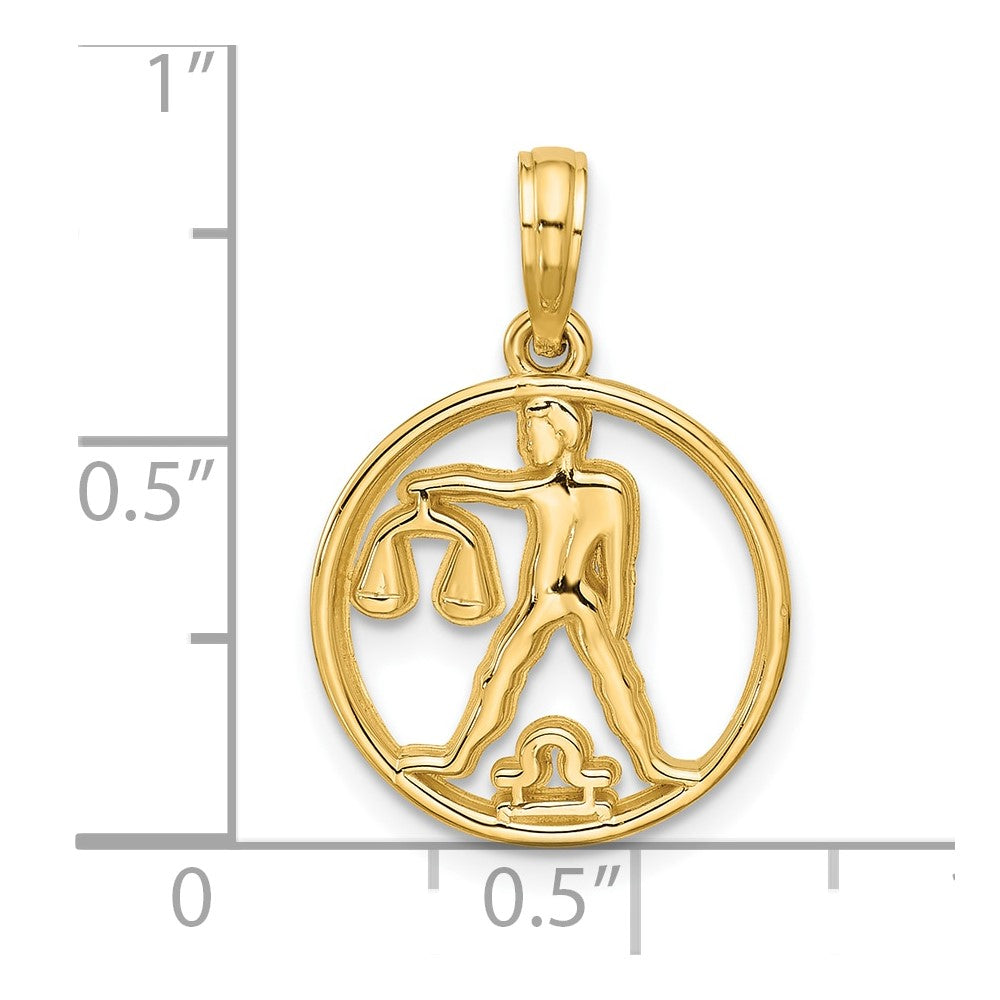 14K Polished Round Libra Pendant