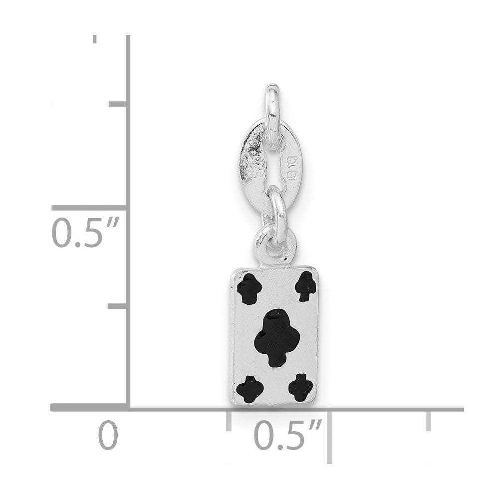 Sterling Silver Polished Enamel Card Charm