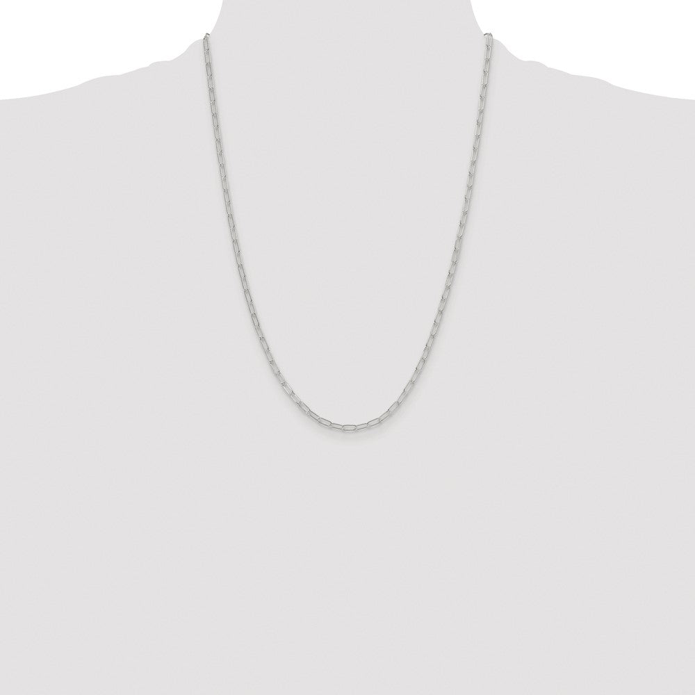 Sterling Silver Rhodium-plated Polished 2.9mm Elongated Cable Chain