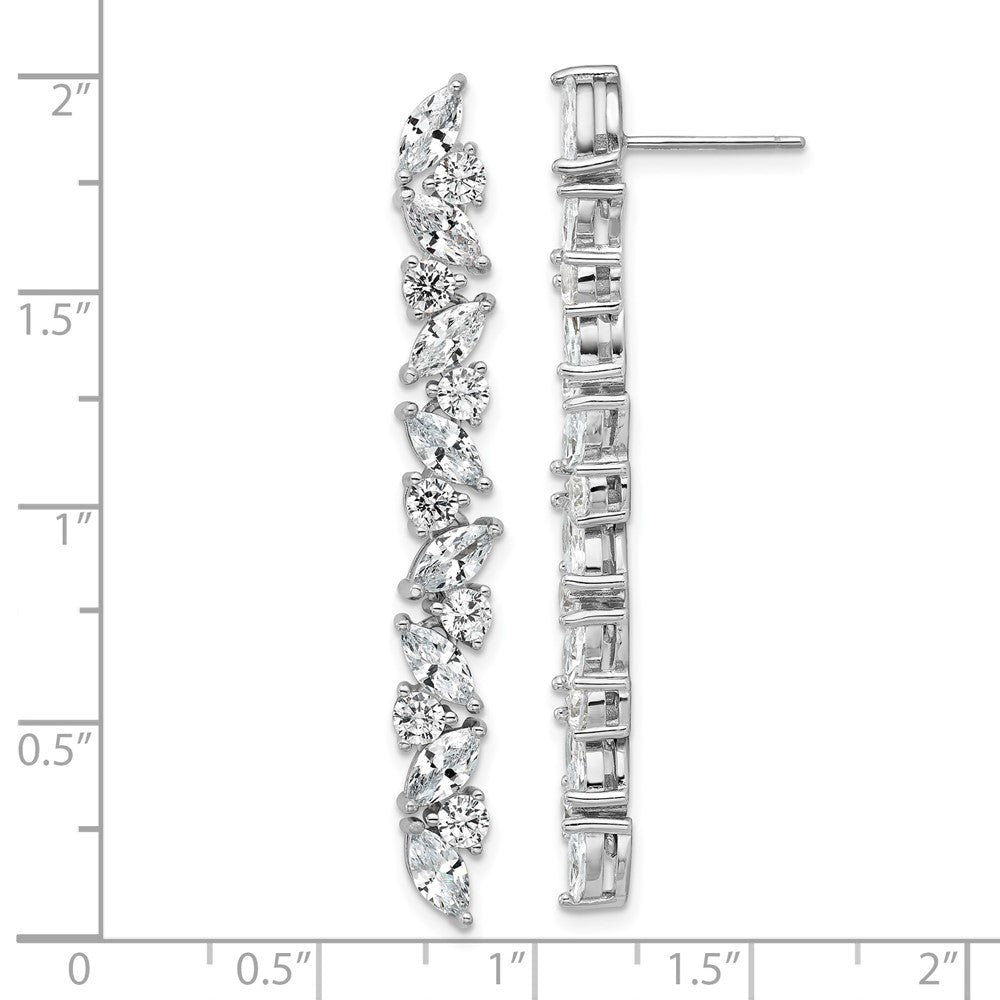 Cheryl M Sterling Silver Rhodium-plated Polished Fancy CZ Post Dangle Earrings