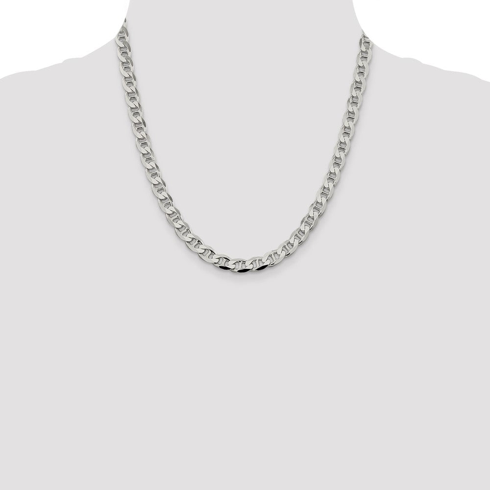 Sterling Silver 7.4mm D/C Flat Anchor Curb Chain 20 Inches