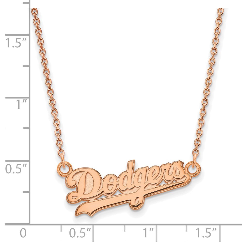 Sterling Silver Rose Gold-plated MLB LogoArt Los Angeles Dodgers Small Pend