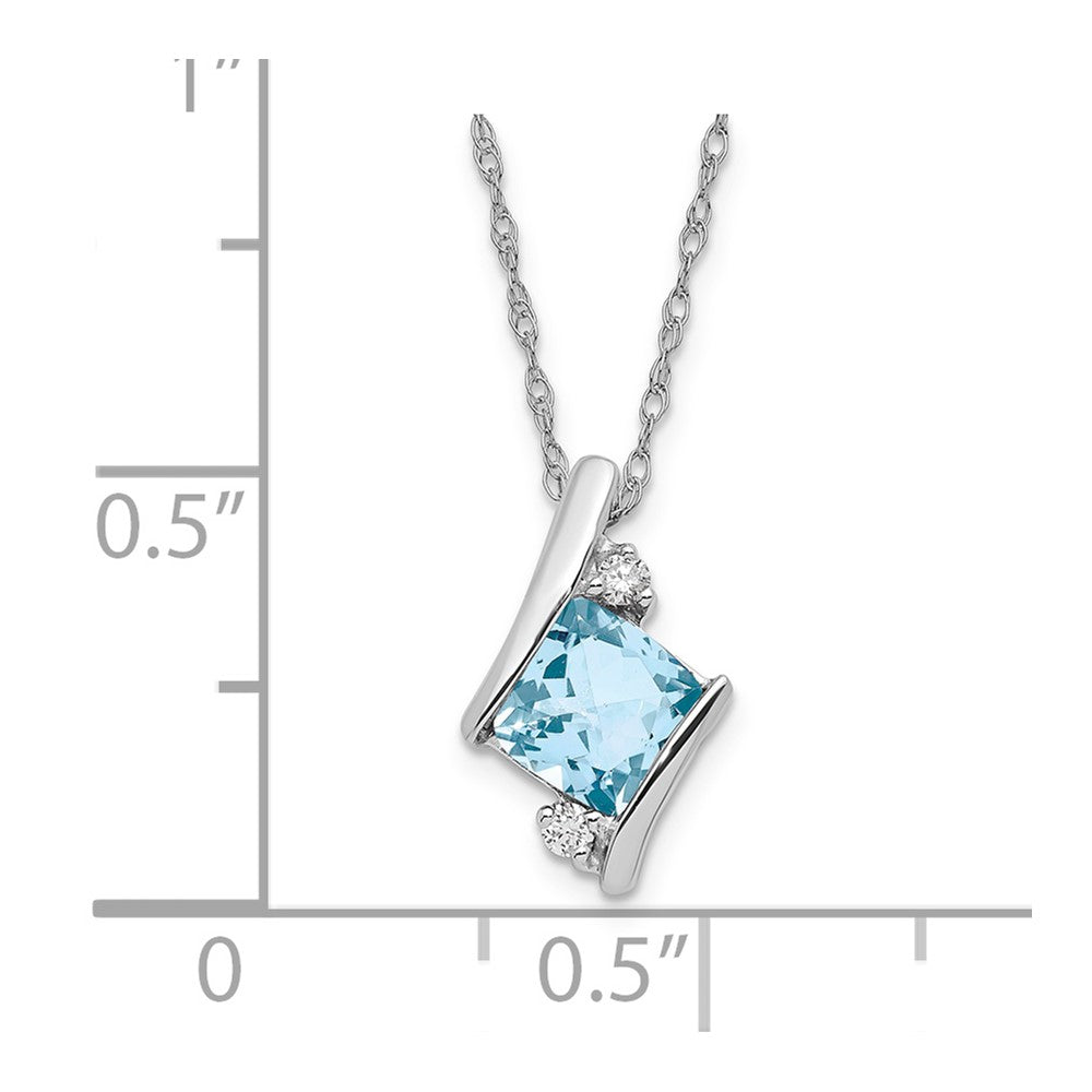 SS Aquamarine & Diamond Pend Necklace