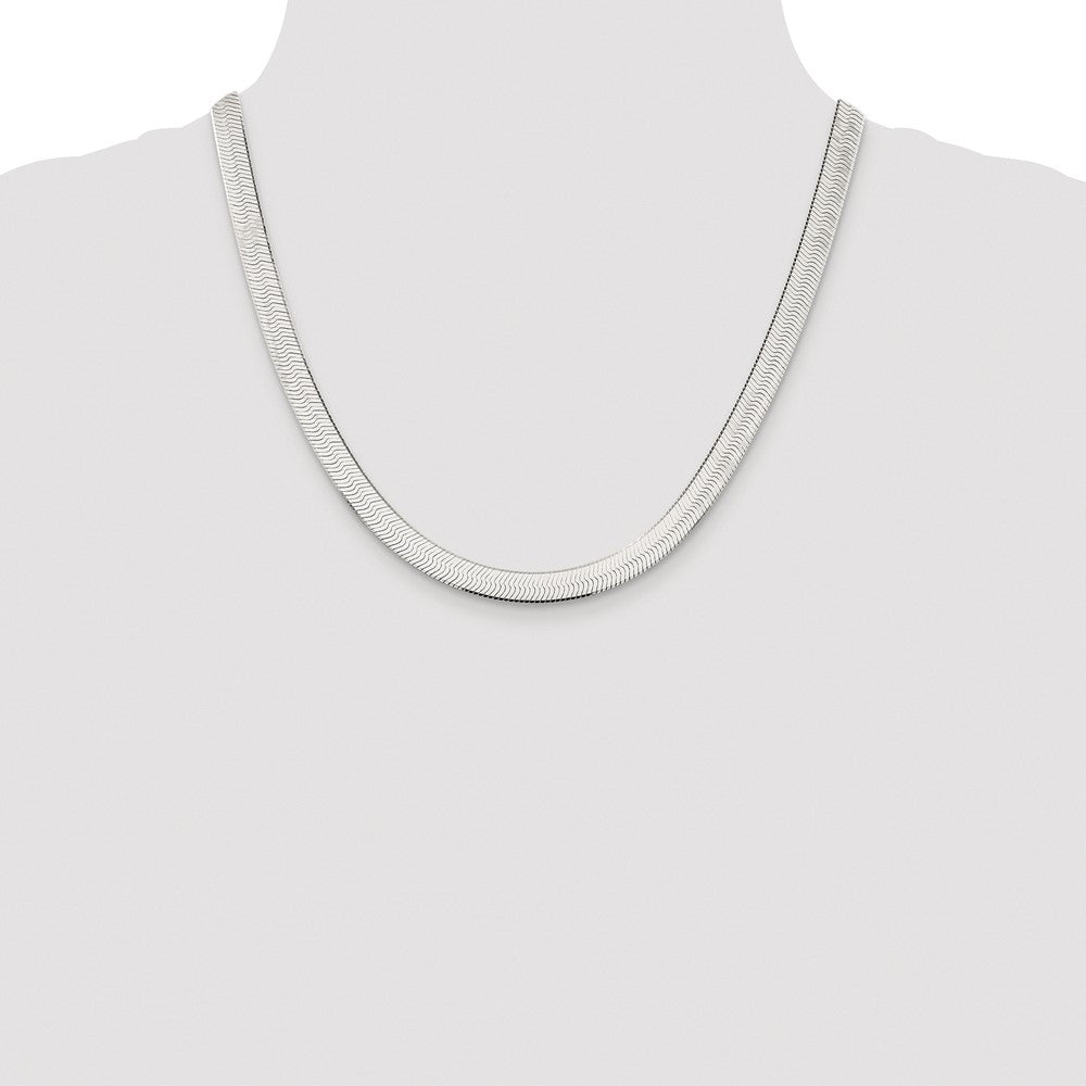 Sterling Silver Rhodium-plated 7.3mm Magic Herringbone Chain