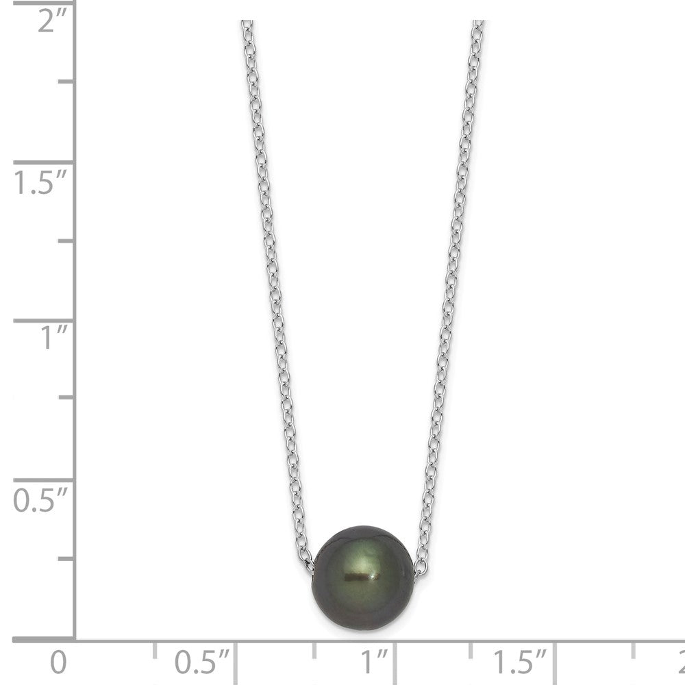 Sterling Silver Rhodium-plated 8-9mm Black Semi-Round Tahitian Saltwater Cultured Pearl 17 inch Necklace 17 Inches