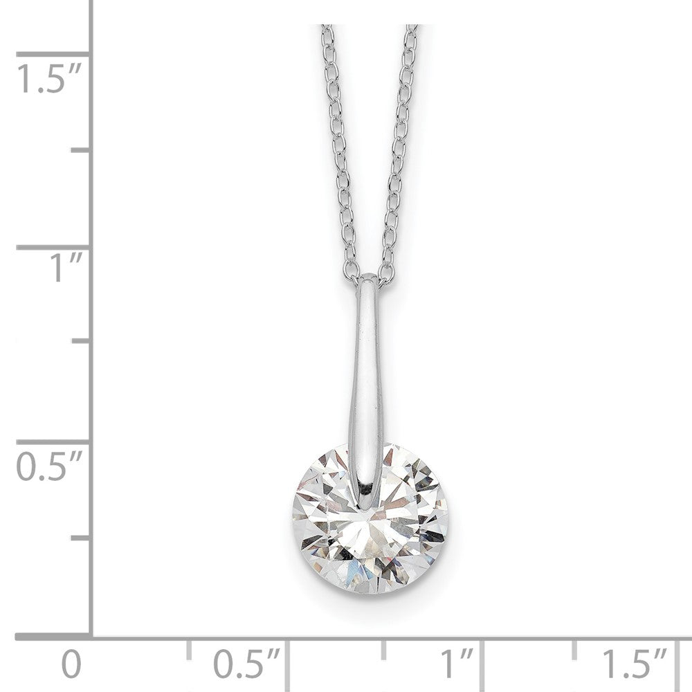 Sterling Silver Rhodium-plated Polished CZ Fancy 16in Plus 2in ext Necklace 16 Inches