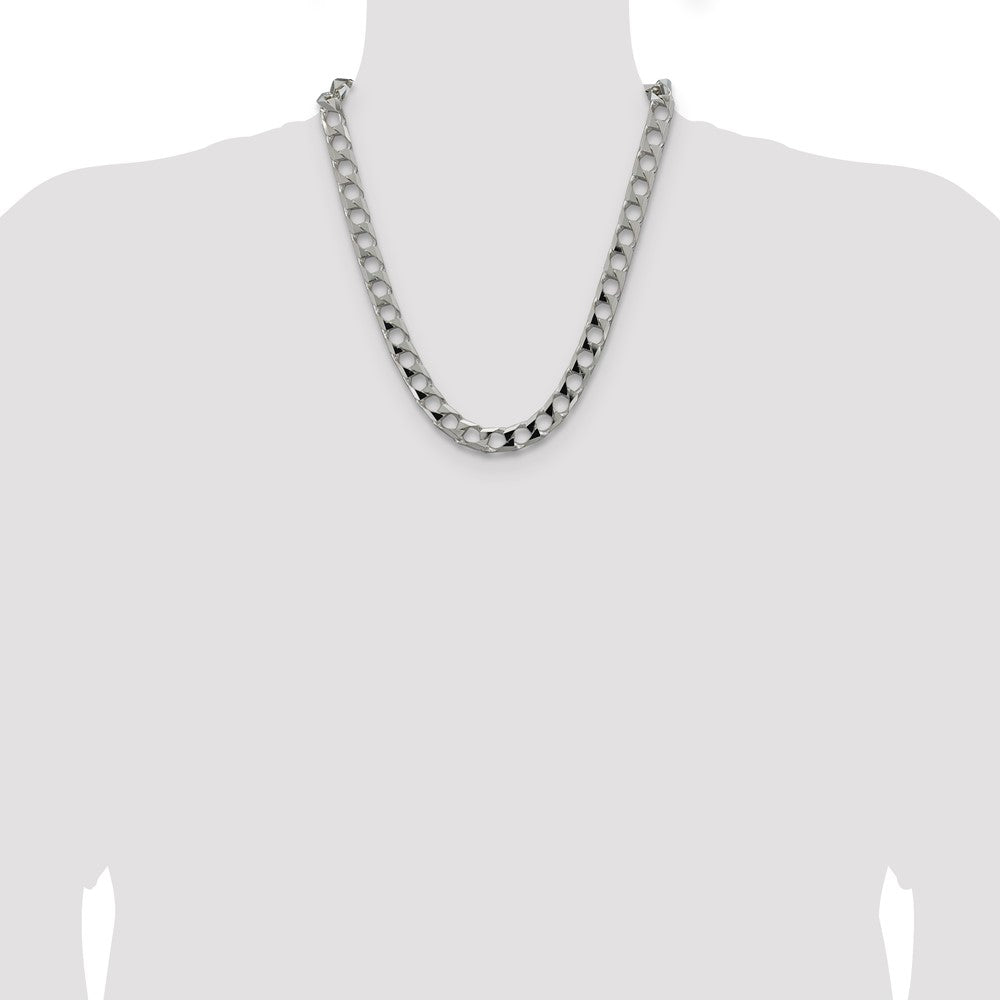 Sterling Silver 10.3mm D/C Square Curb Chain 22 Inches