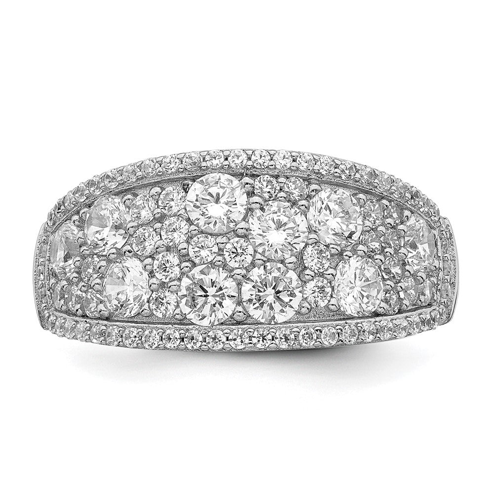 Sterling Silver Rhodium-plated Pave CZ Ring