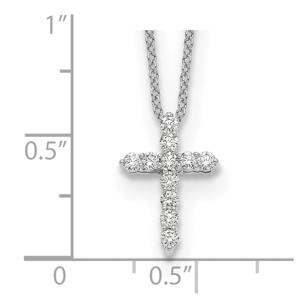 True Origin 14k White Gold 1/4 carat Lab Grown Diamond VS DEF 18 inch Cross Pendant Necklace