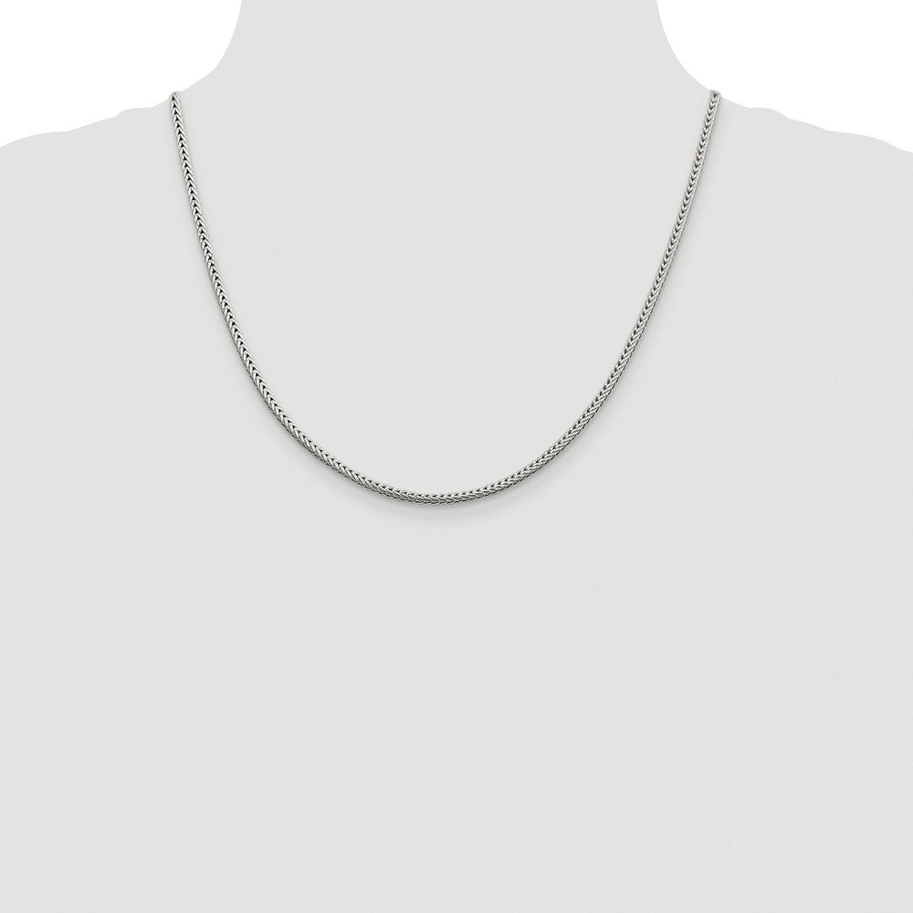 Sterling Silver Rhodium-plated 2.5mm Diamond-cut Round Franco Chain