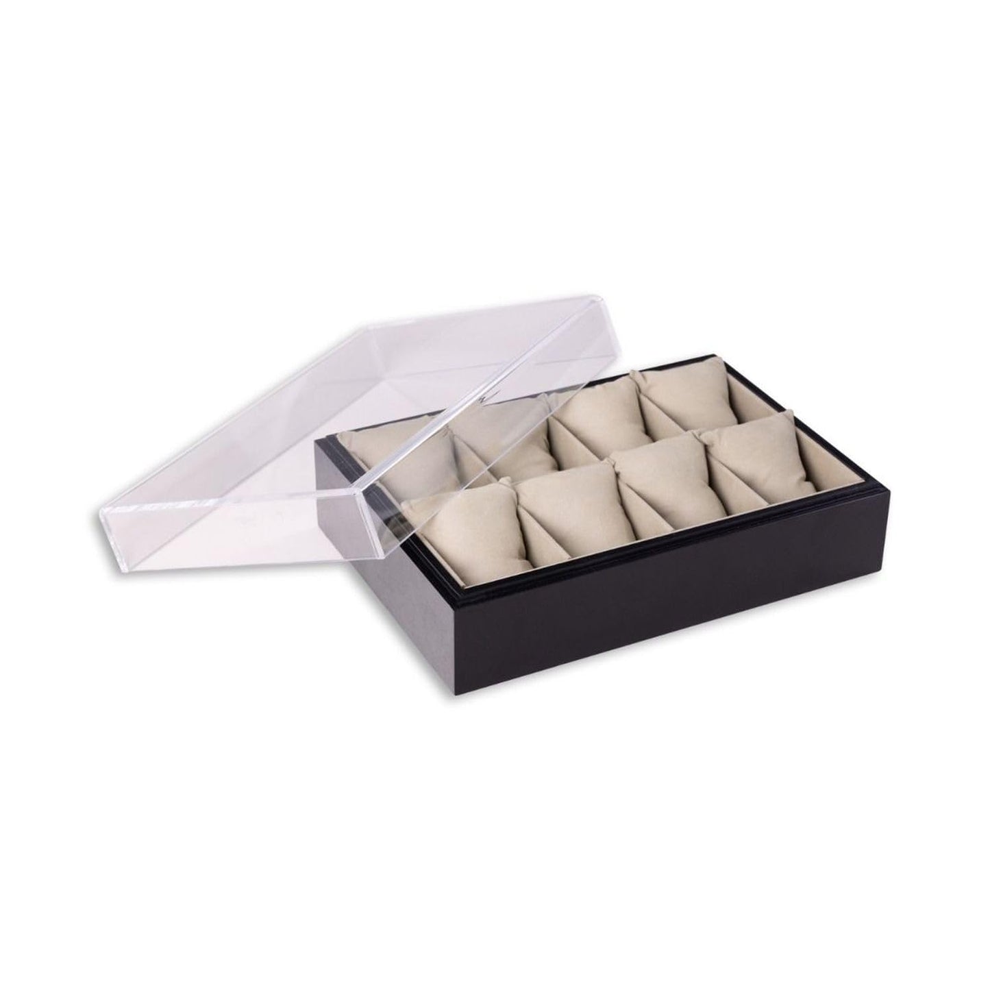 Bey Berk Esme Wood and Acrylic Eight Watch Box, Black