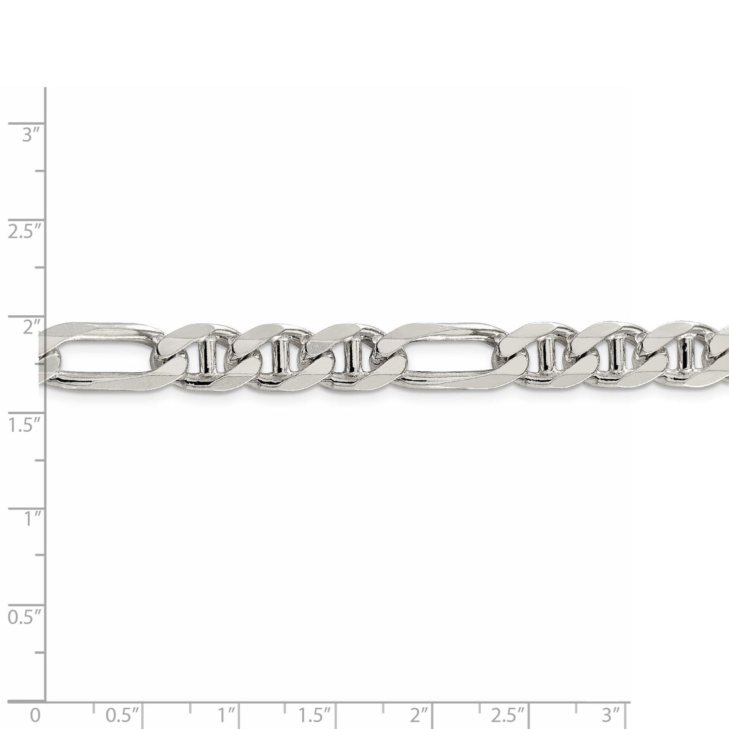 Sterling Silver 8.75mm Figaro Anchor Chain 24 Inches